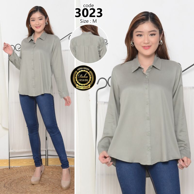 KEMEJA WANITA KATUN RAYON TWILL 30s - 3023-Hijau tosca M