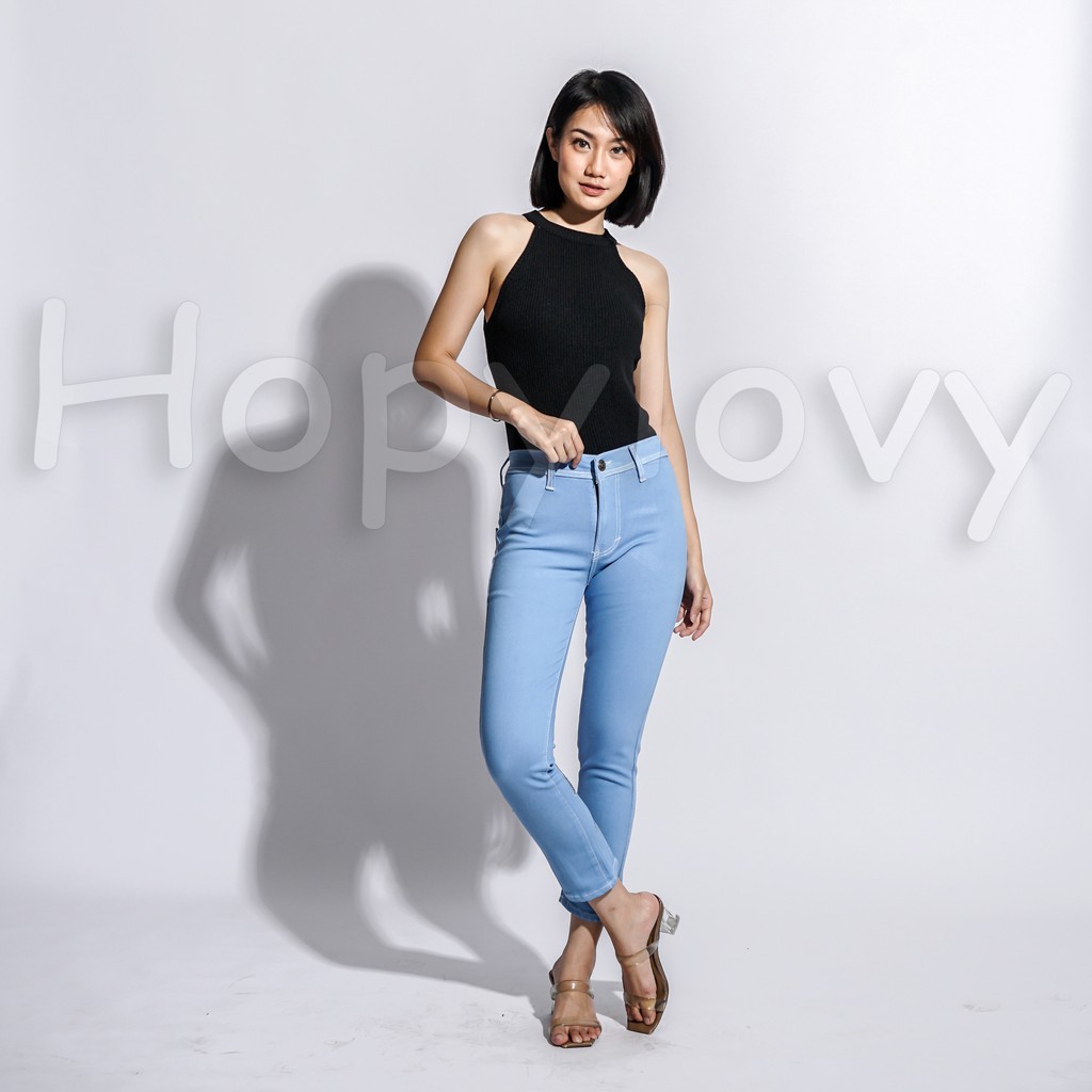 HOPYLOVY - Celana Jeans Highwaist Wanita Mote Pita Keisha