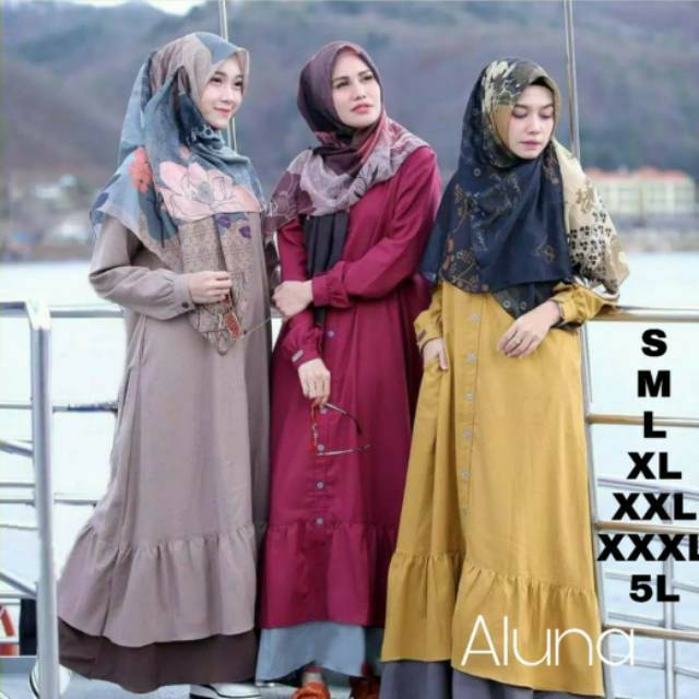 Premium Series ALUNA Dress Big Size Ukuran Size S M L XL 2XL 3XL 4XL XXL XXXL  XXXXL 2L 3L 4L 5L  Dress Wanita Jumbo Gamis Big Size Baju Korea Over Size