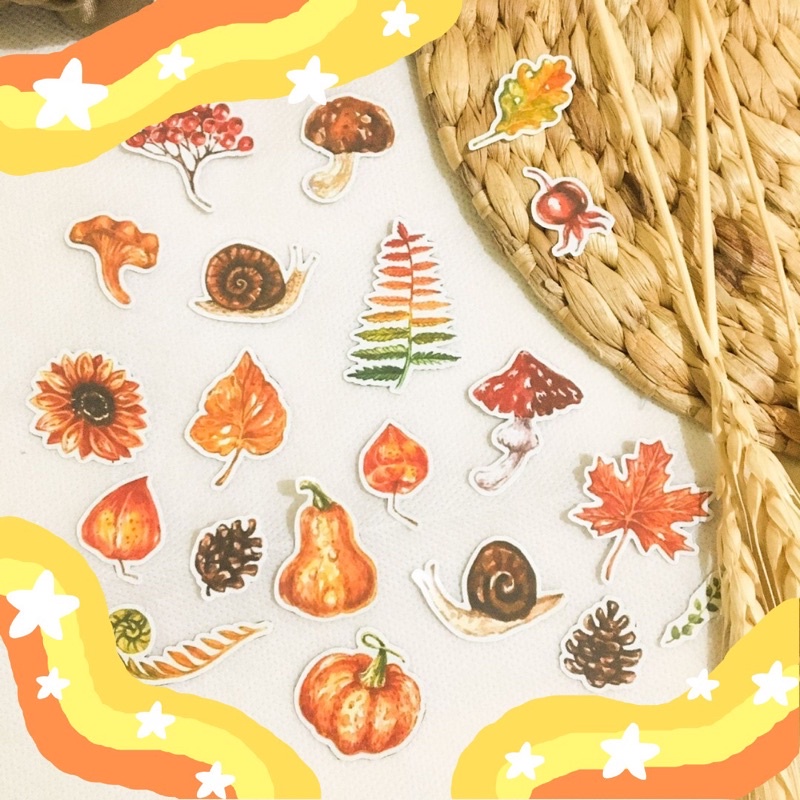 

sticker aesthetic autumn / cotagore / bunny / flower / vintage pack