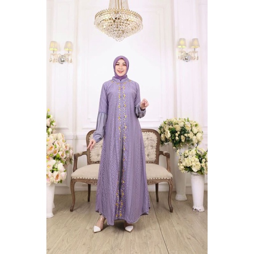 AL MOUDY DRESS // BAHAN BRUKAT KATUN MALILA ABSTRAK MIX WOOLPECH APLIKASI PAYET MUTIARA // SERAGAMAN KELUARGA // BAJU PESTA LAMARAN // BAJU WISUDA // Original By Pelangi Jaya