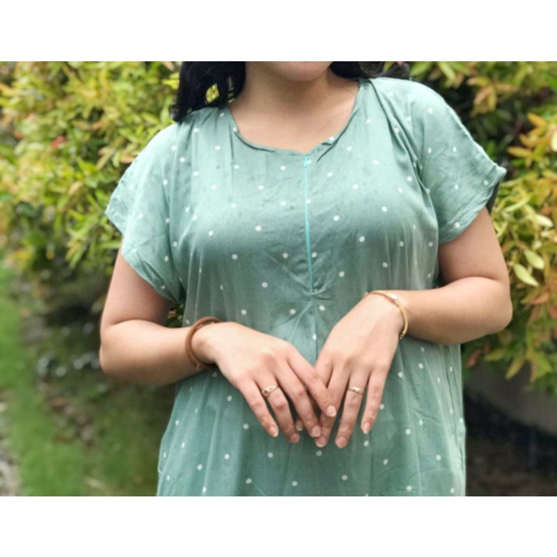 Daster Katun Premium Busui panjang selutut kekinian non ruffle MICHA