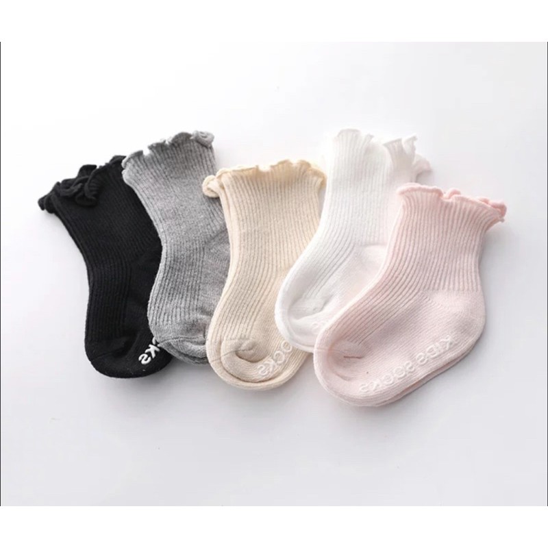 Kaos Kaki Anak Bayi Balita Perempuan Model POLOS Ruffle / Baby Kids Socks