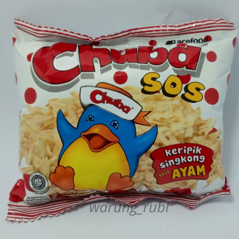 Chuba SOS Keripik Singkong rasa Ayam 16 gram, Harga 1pcs. Jajanan jadul Chiki Acefood Cemilan Snack 