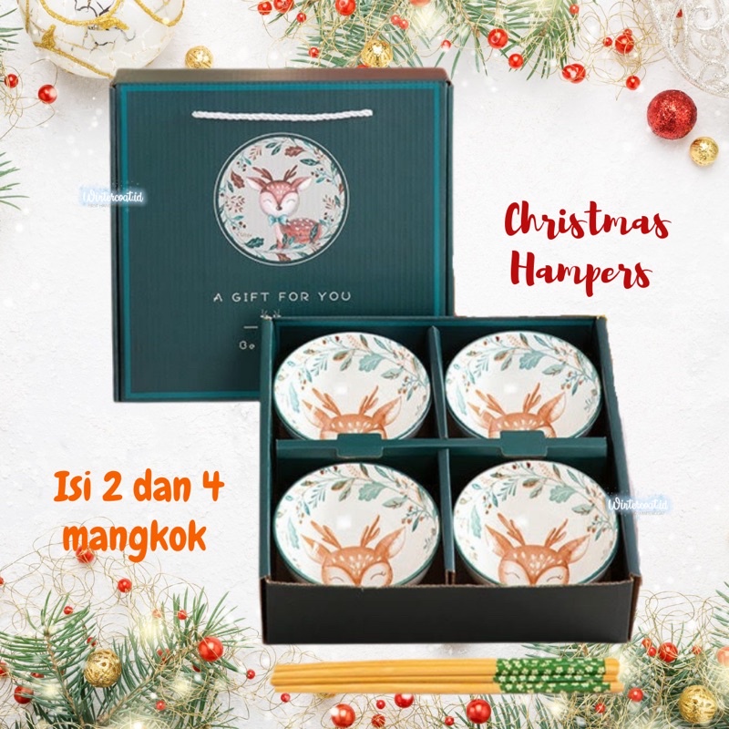 Mangkok hampers natal 2021 hadiah natal mangkuk christmas gift import untuk pasangan keramik keluarg