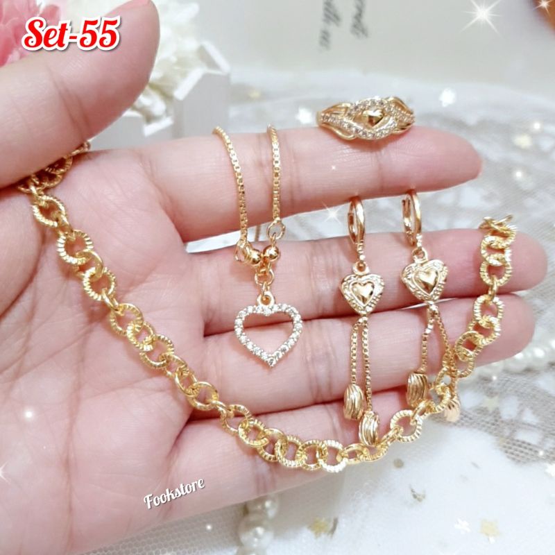 paket set perhiasan xuping asli lapis emas 24 k 99.9%