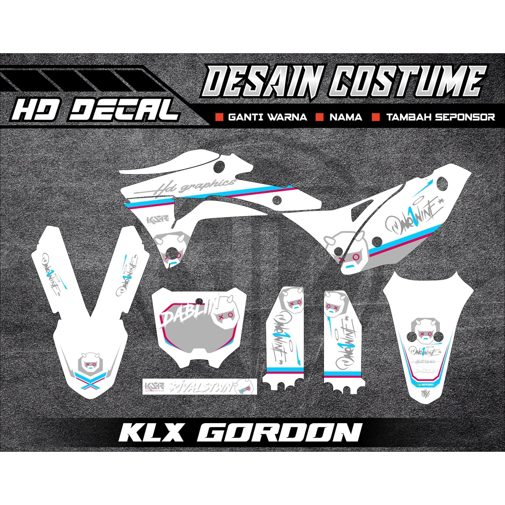 DECAL KLX GORDON PUTIH SIMPLE KEREN DESAIN COSTUME