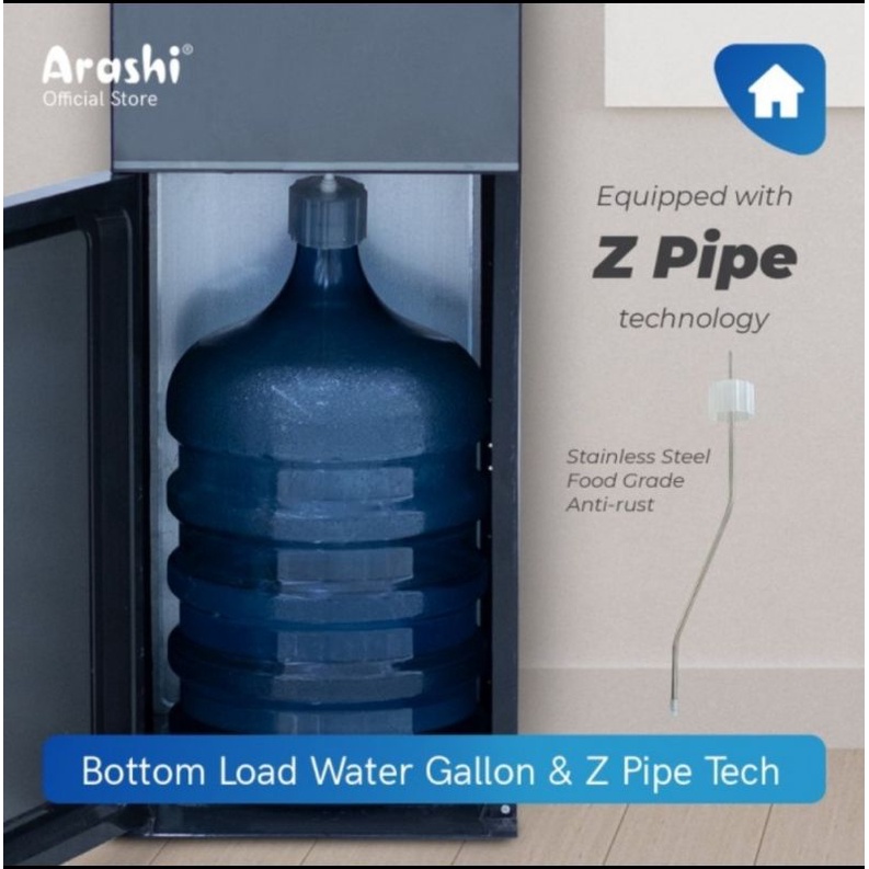 ARASHI Dispenser Air AMD 02B - Galon Bawah - Dingin Es Dan Hot - Water Dispenser