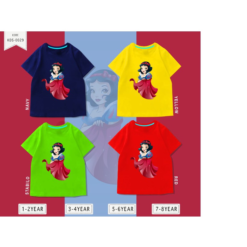 Baju Anak 1-8thn / Kaos Distro DTF Anak Princess Perempuan / Unisex / Motif / SNOW WHITE