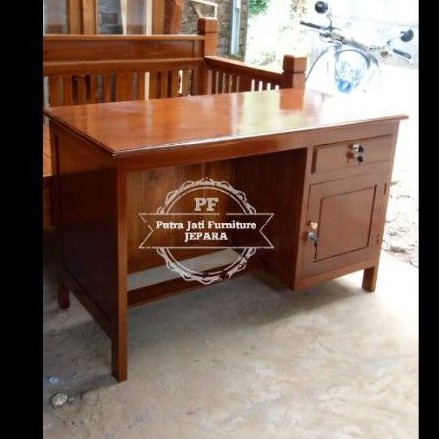 Meja kantor kerja laci kunci kayu jati Jepara
