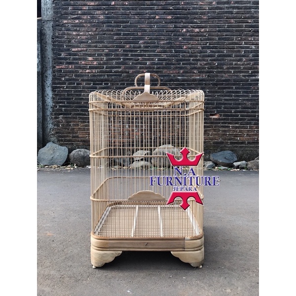 sangkar ova kayu jati ,sangkar murai oval kayu jati