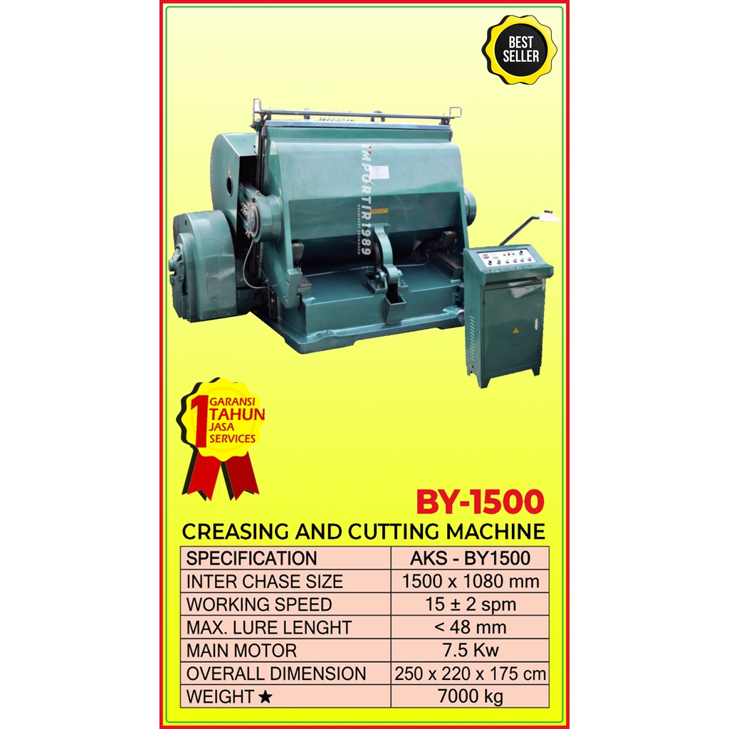 

Mesin Garis Lipat Potong Karton Creasing & Cutting 150 x 108 cm 7.5 Kw - BY1500 - Importir1989