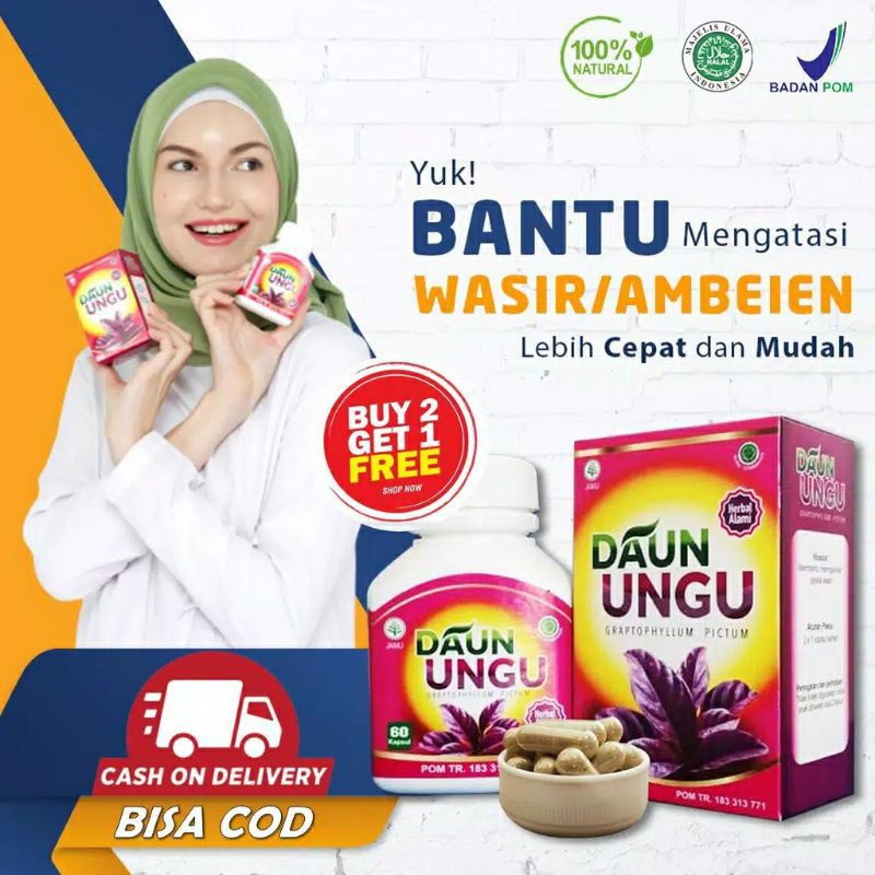 [ORIGINAL] KAPSUL DAUN UNGU PREMIUM SUPLEMEN HERBAL ATASI AMBIEN DAN WASIR