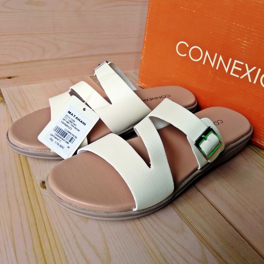 CONNEXION TWA20OW Sandal Slip Flat Santai Wanita Cantik Casual Off White Original Matahari