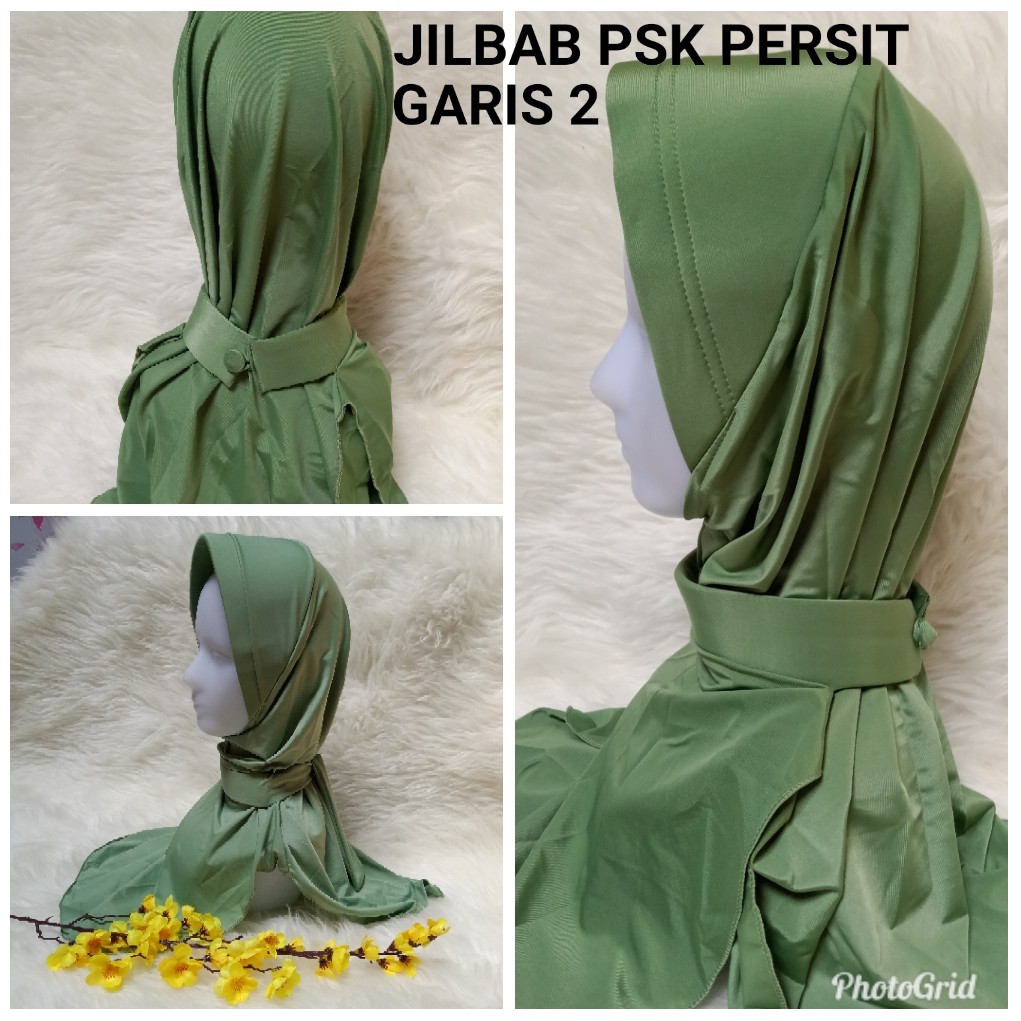 Jilbab Persit Antem Tumpuk Garis 2 Polos Jilbab PSK Persit Antem Anti Tembem