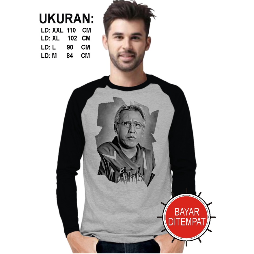 ~Iwan fals kacamata~kaos pria reglan lengan panjang/kaos distro/t-shrit