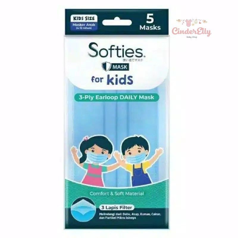 Softies Earloop Daily Mask For KIDS isi 5s Masker Earloop ANAK Softies
