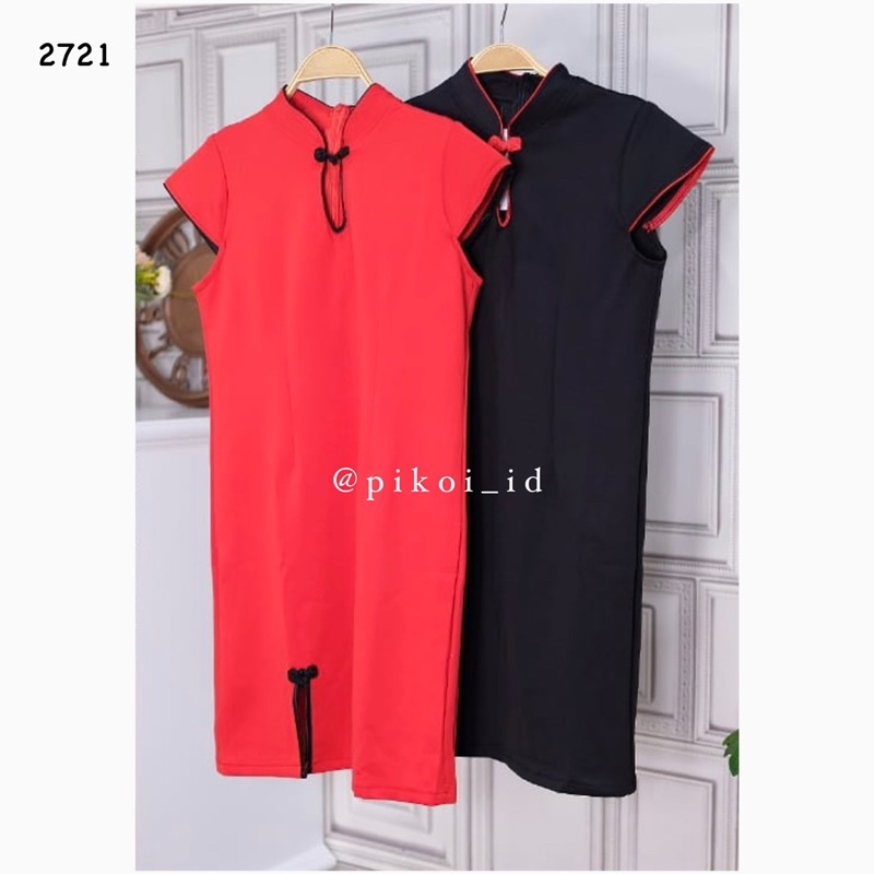 Dress cheongsam merah / dress qipao cantik / dress sincia / dress imlek murah / CNY dress merah 2701