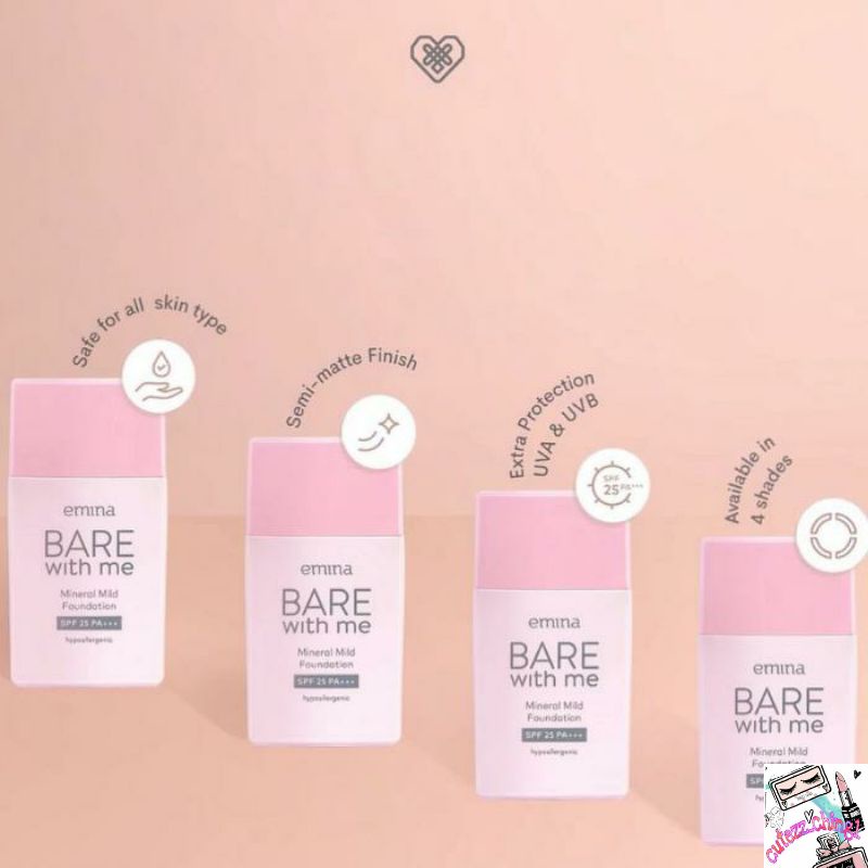 ☃️Cutezz_Ching1☃️Emina Bare With Me Mineral Mild Foundation 30ml