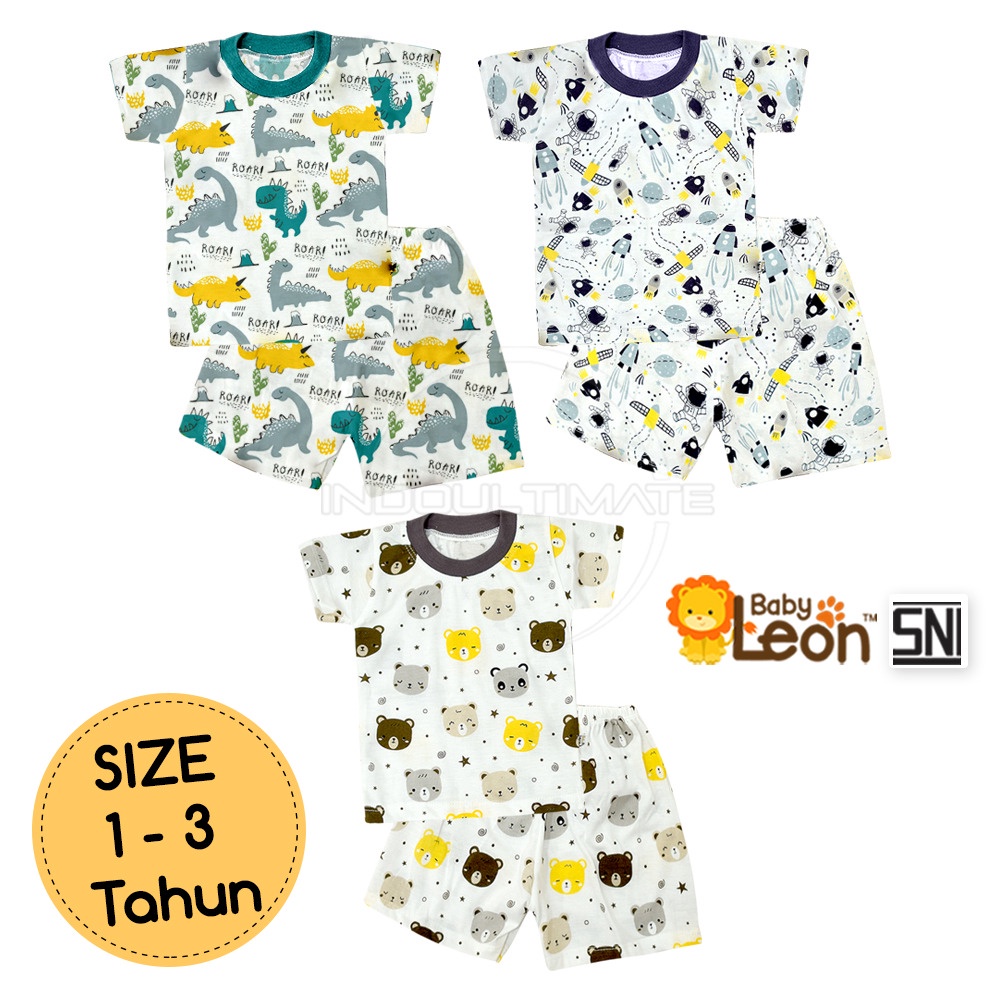 BABY LEON 2in1 Setelan Baju + Celana Pendek Bayi SBJ-70SK Baju Kaos Bayi Baru Lahir Baju Tidur Bayi