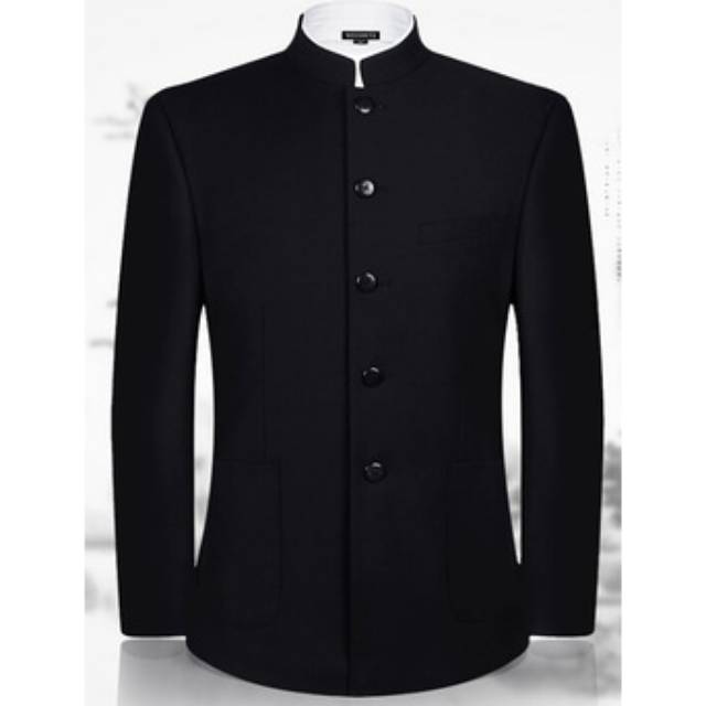 Jas mandarin hitam polos jasko polos blazer korea