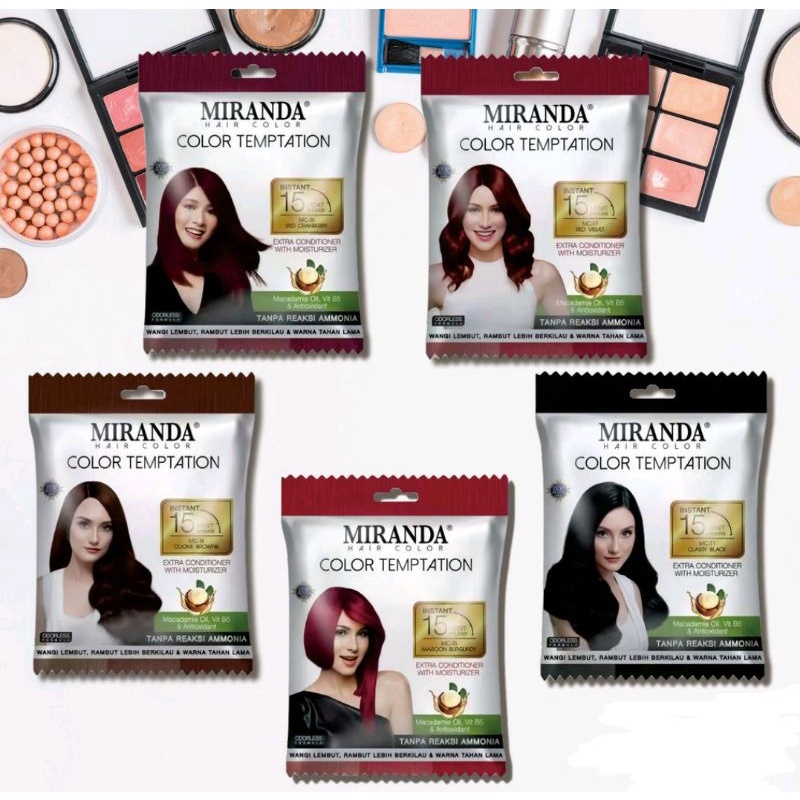 MIRANDA Hair Color Temptation 20ml BPOM Cat Pewarna Rambut Sachet Instan 15 Menit Colour Cepat (VIC)