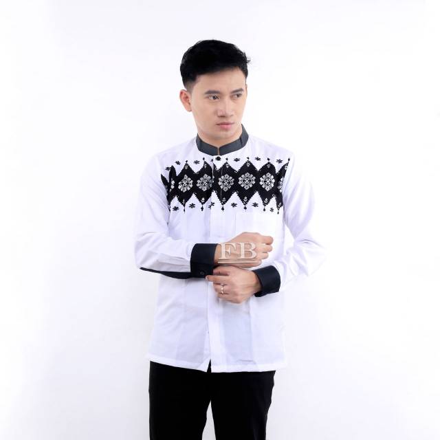 Baju koko putih kombinasi batik prada bakung Shopee Baju koko putih kombinasi batik prada bakung Shopee