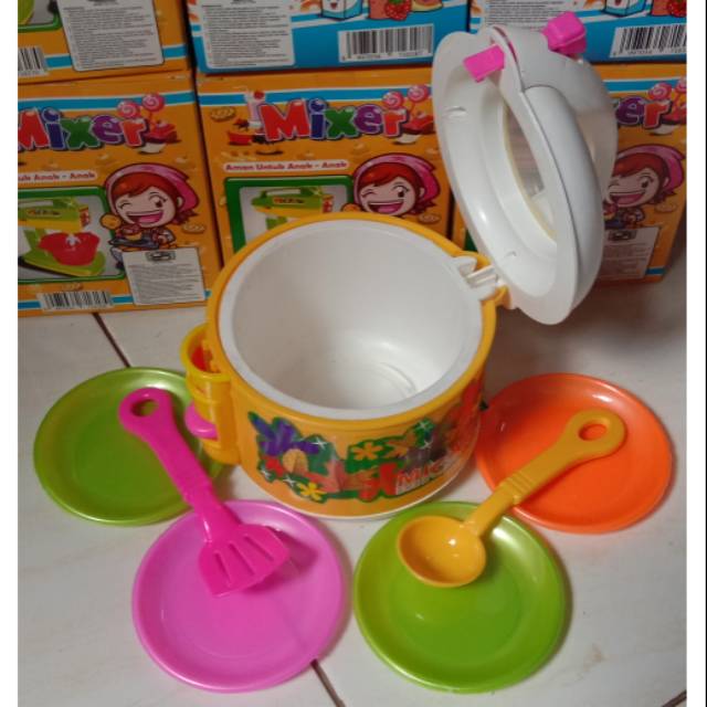 WJS 003 Mainan anak edukasi perempuan magic com lengkap dengan piring dan sendoknya mainan masakan