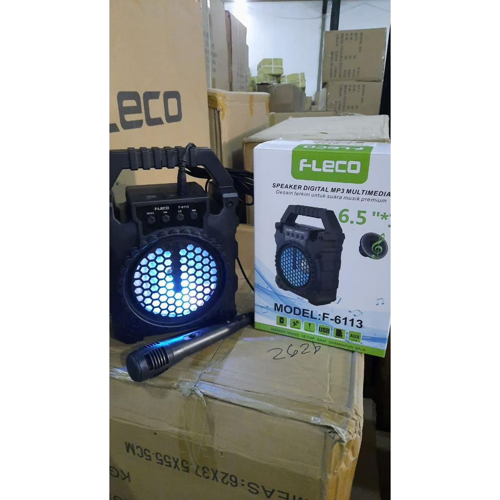 Speaker Karaoke / Speaker Bluetooth Fleco F 6113 / 6114 + Bonus Mic - Speaker X BASS