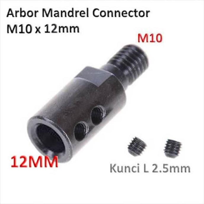 KONEKTOR ARBOR GERINDA DINAMO MANDREL CONNECTOR ADAPTER M12 X 10MM NEW 