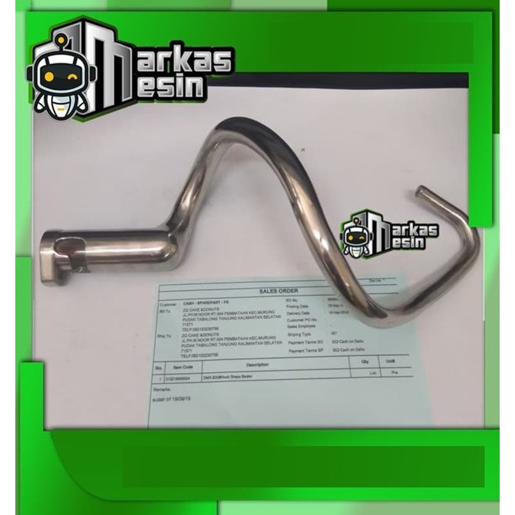 Sparepart Pengaduk Spiral/Hook Mixer 20 Liter DMX-H20 FOMAC