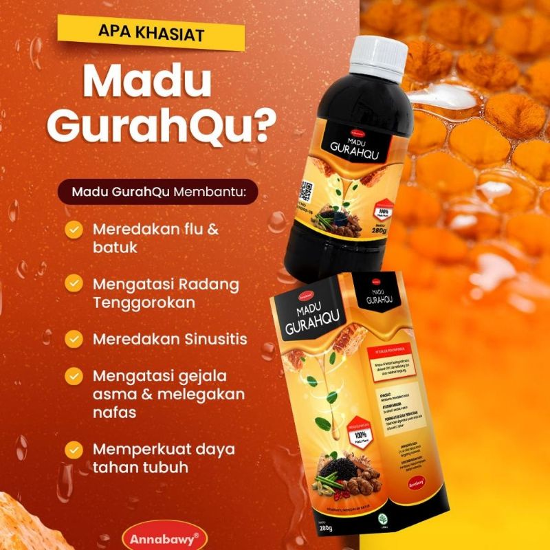 MADU GURAHQU Obat Herbal Batuk Flu  Asma Sesak nafas - Madu Gurah Original