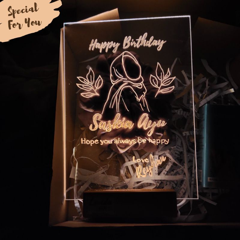 Acrylic Lettering A5/ ALE A5 (LAMPU/TANPA LAMPU) Kado Ultah/Wedding/Graduation