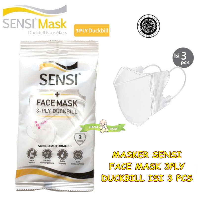 PERA492 MASKER DEWASA SENSI DUCKBILL FACE MASK 3PLY SACHET ISI 3 PCS