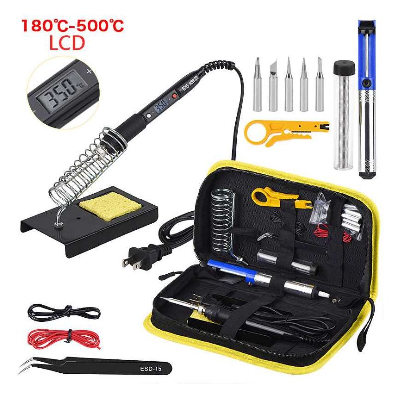 Set Kumplit Peralatan Solder Iron 60w With Lcd Asesoris Bengkel Servis Elektronik