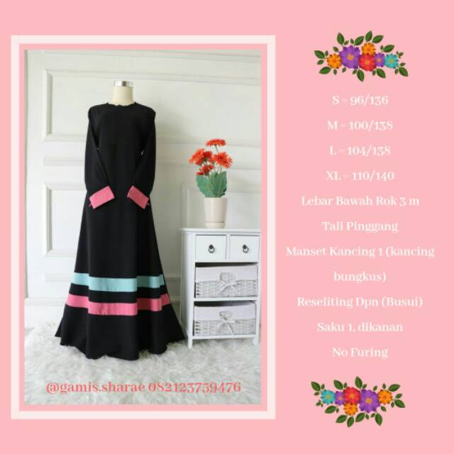 Gamis Ricis Hitam