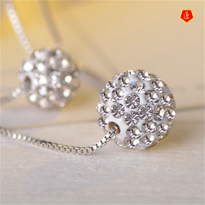 [Ready Stock]Double-Layer Shambhala Rhinestone Ball Necklace Women 's Simple Fashion Lucky Beads