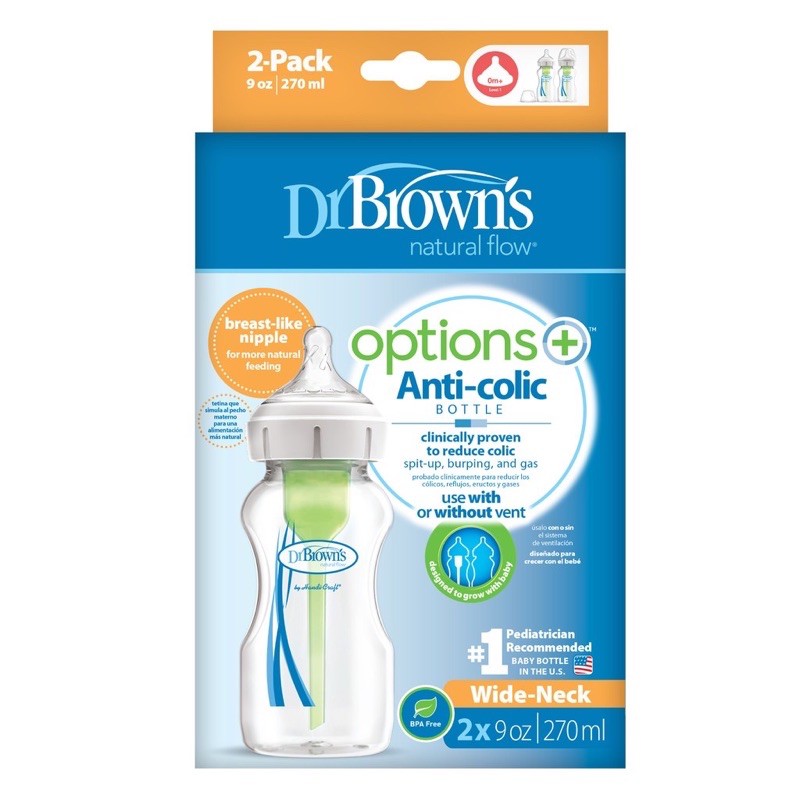 Dr.Brown’s 270ml PP wide neck option+ bottle 2pack