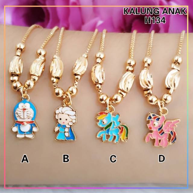 Kalung xuping kalung anak karakter frozen/little pony lapis emas gold H134