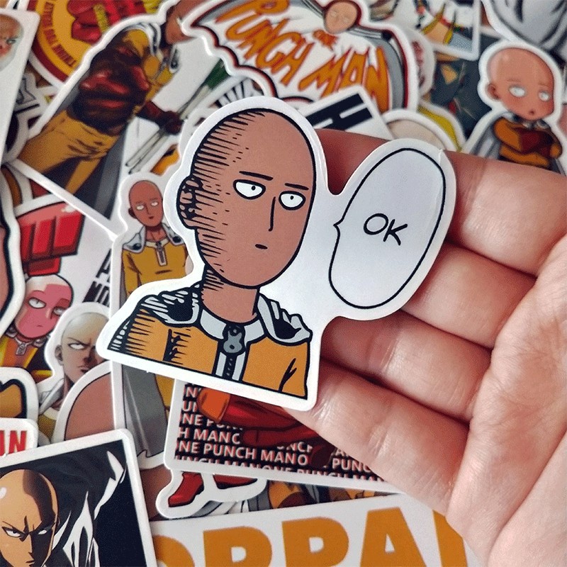 49pcs Japanese Anime ONE PUNCH-MAN Pvc Waterproof Sticker For Luggage Car Laptop Bicycle Motorcycle  Laptop Toys Stickers