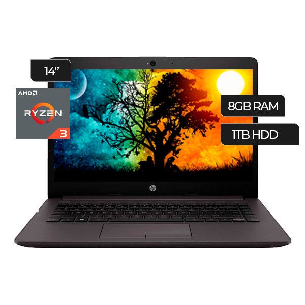 Laptop Baru HP 245 G7 - AMD Ryzen 3 3250U 8GB Ram Hardisk 1TB + Slot SSD M2 AMD RADEON 14" - HITAM