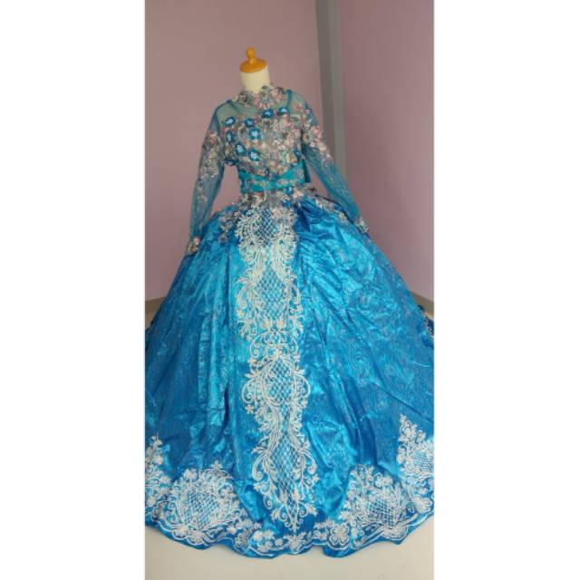 Gaun biru muda T16
