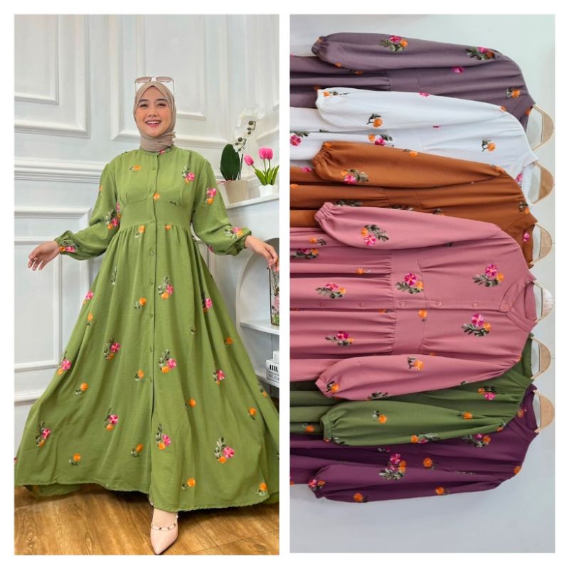 Gamis Lesti Crinkle Bordir by Tifanny