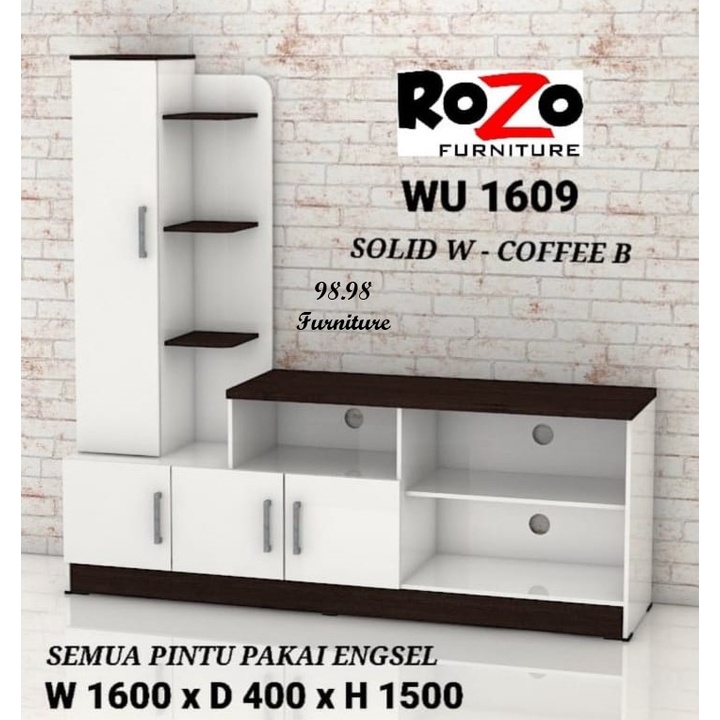 ROZO Meja TV Minimalis - Lemari TV WU 1609 - Rak TV Serbaguna Desain Mewah - Medan