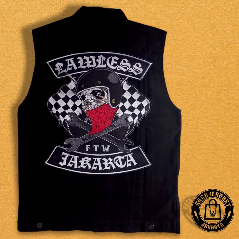 Paket 1 set Doom Vest + Back Patch Lawless Roadskull Original BNWT not seringai Maternal