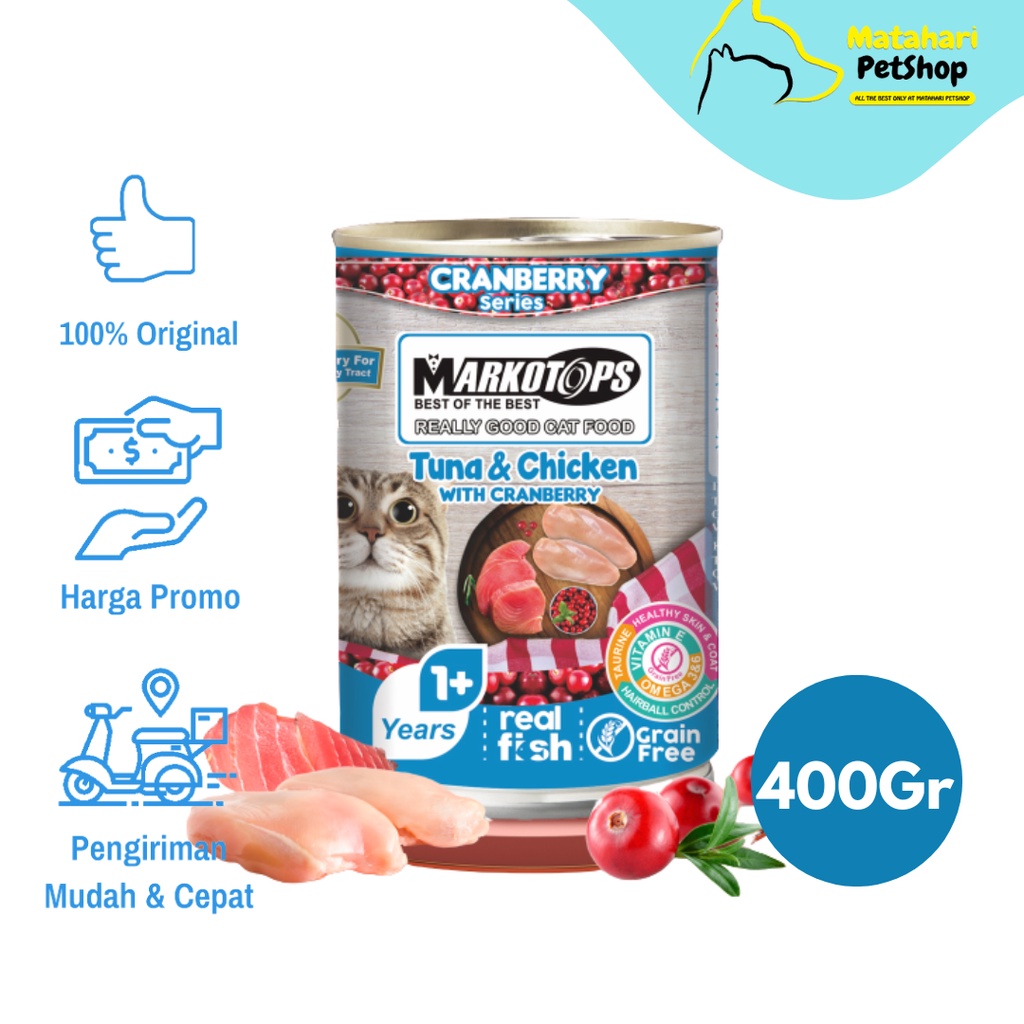 Markotops kaleng Adult Cranberry Series Makanan Basah Kaleng Markotops Kemasan Kaleng 400gram