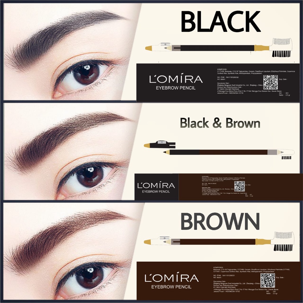 LOMIRA eyebrow pensil alis serut sisir 2in1 2,5 gr