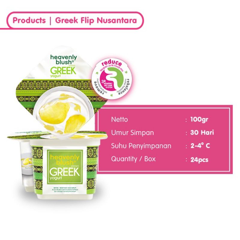 

Yogurt Heavenly Blush Greek Nusantara Durian [12x100gr]