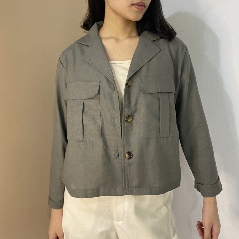 LALU OUTER BY WEAR LABEL (LINEN)-Grey