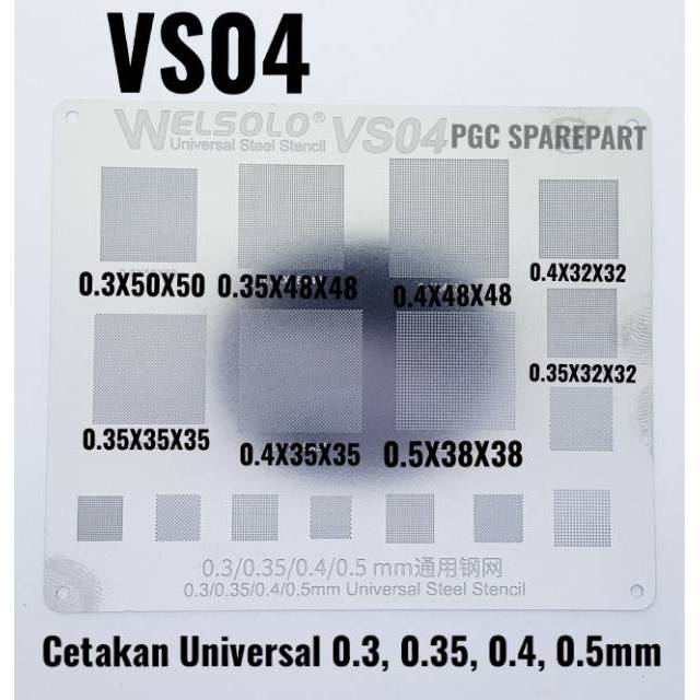 Welsolo VS04 Cetakan Universal Plat IC 0.3x50x50, 0.35x32x32, 0.35x35x35, 0.35x48x48, 0.4x32x32, 0.4x35x35, 0.4x48x48, 0.5x38x38